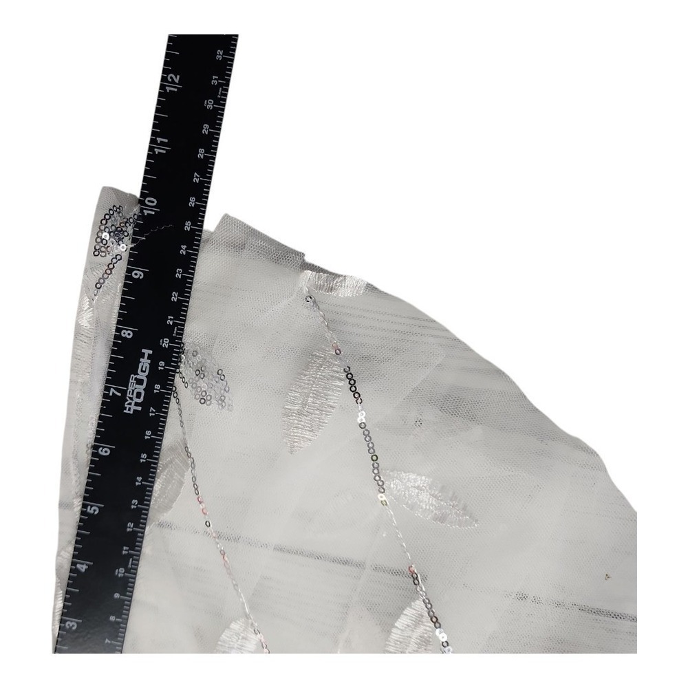 Women's White Sequin A-Line Evening Gown – Short Sleeve, Formal Long Dress, M(6) - Picture 9 of 15